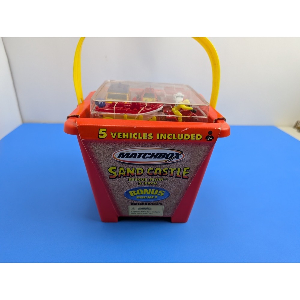 Matchbox Sand Castle Rescue Team 5-Pack Bonus Bucket New Sealed 2001